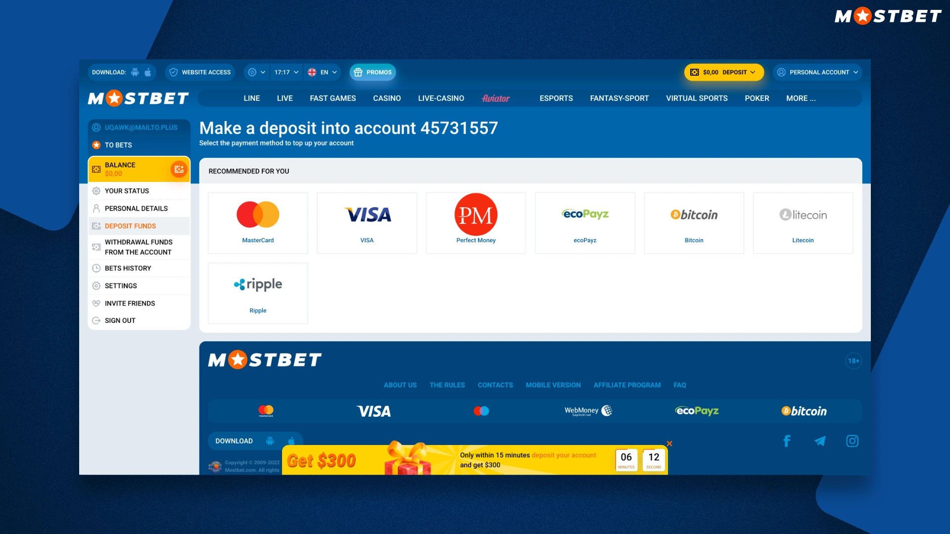 List of available payment methods for mostbet customers