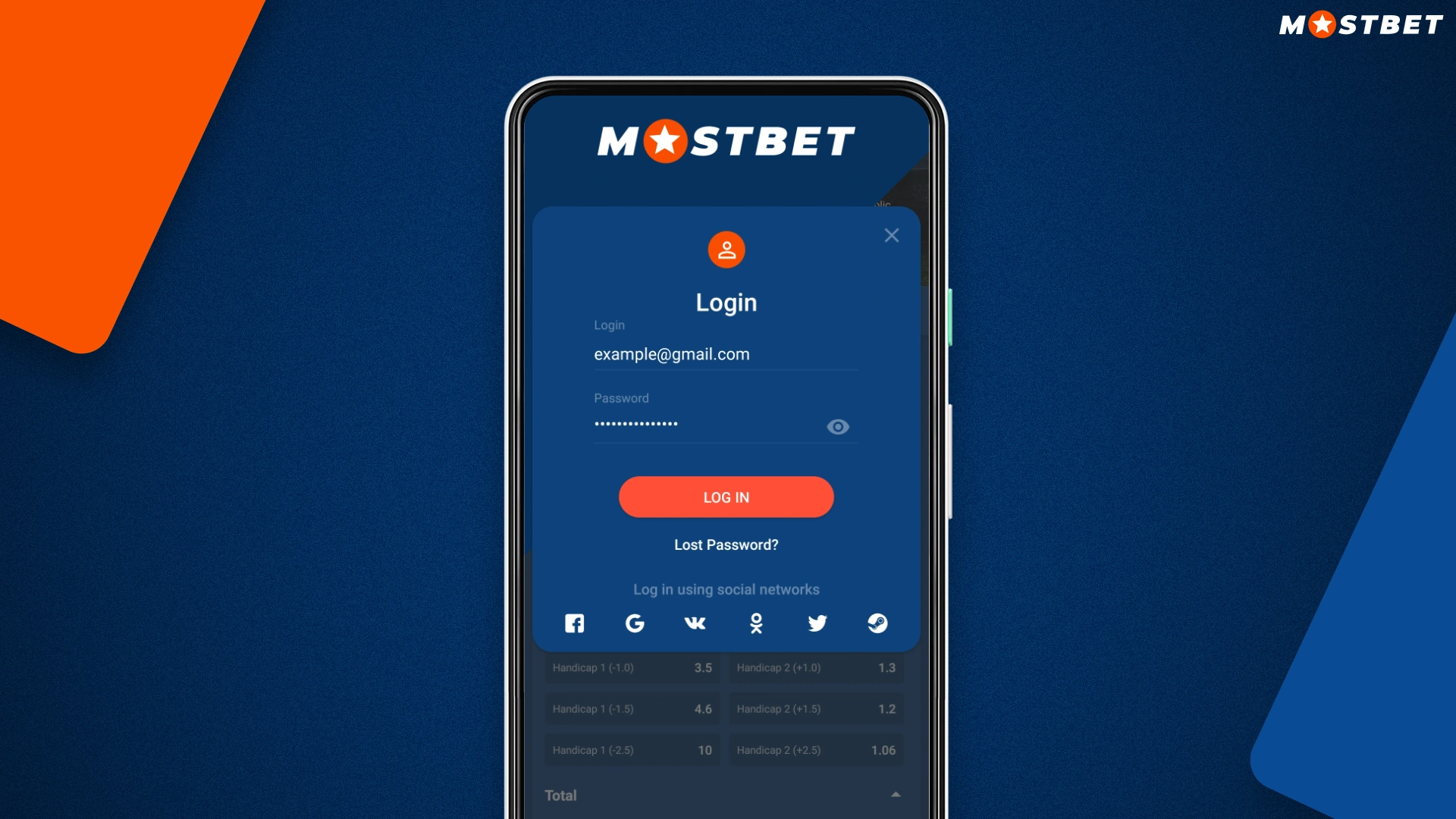To log in to your account in the Mostbet app, you need to use the data that was specified during registration