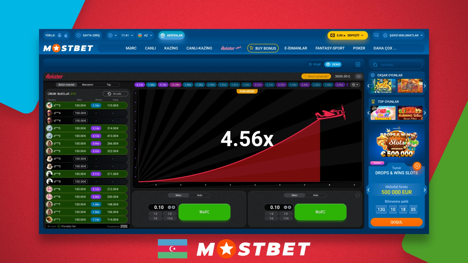 The popular game Aviator is available to Mostbet customers in Azerbaijan
