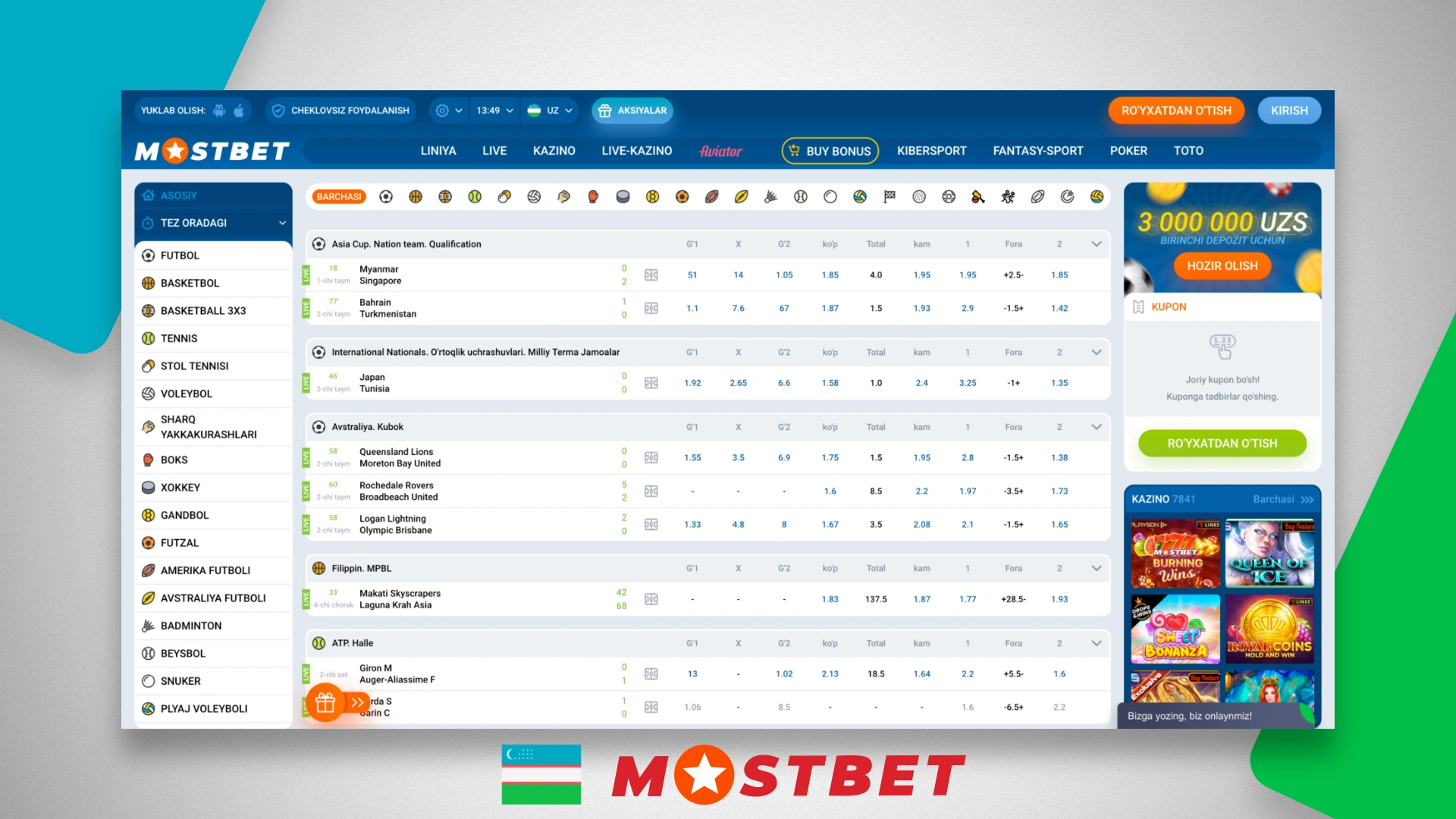 Main page Mostbet Uzbekistan for sports betting