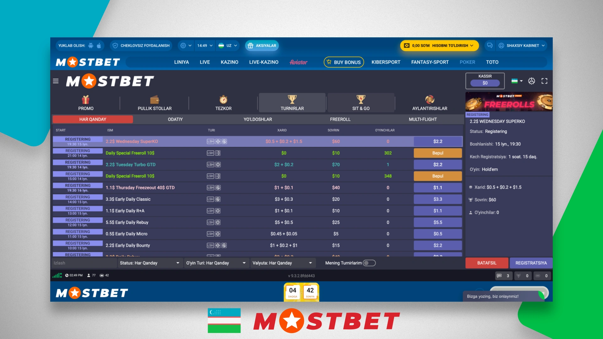 Online poker at Mostbet UZ