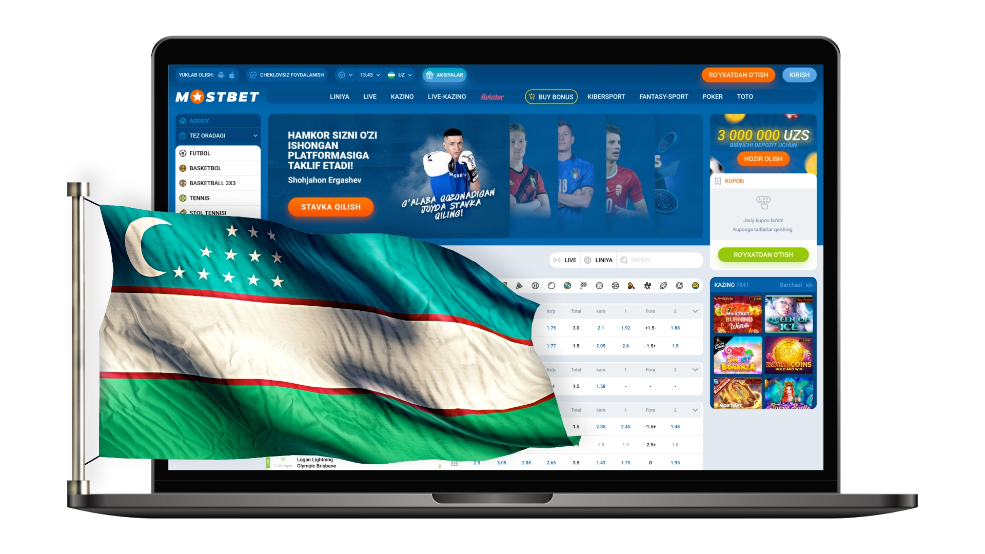Official website of Mostbet for legal sports betting in Uzbekistan