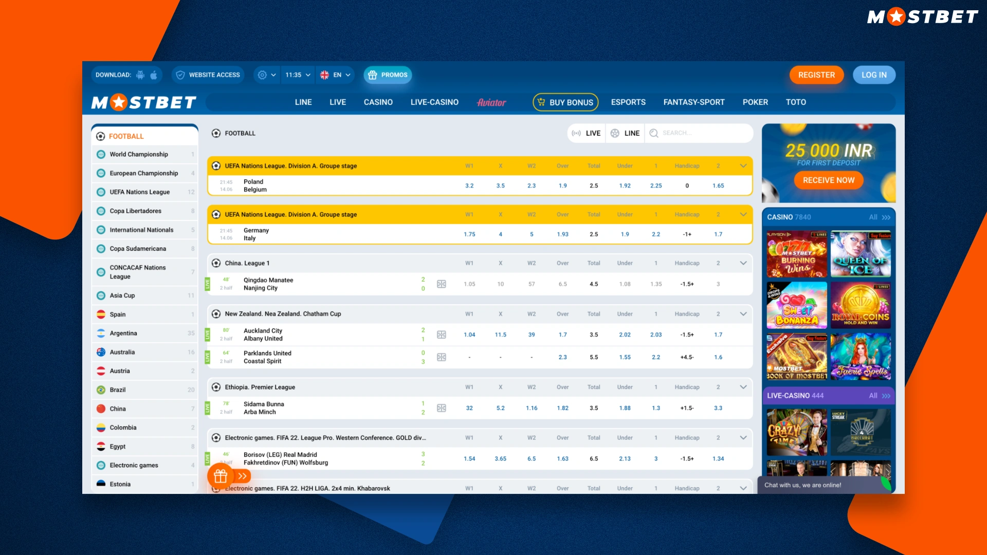 Apuestas de fútbol en Mostbet